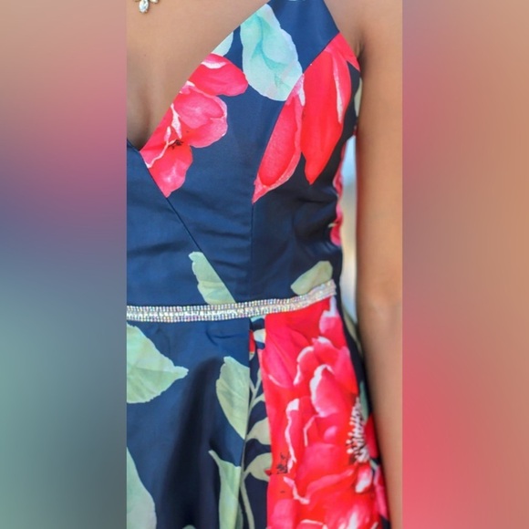 SOIEBLU Sz S Floral Open Back Crinoline Underskirt Jewelled Waist Dress NEW - Picture 3 of 16